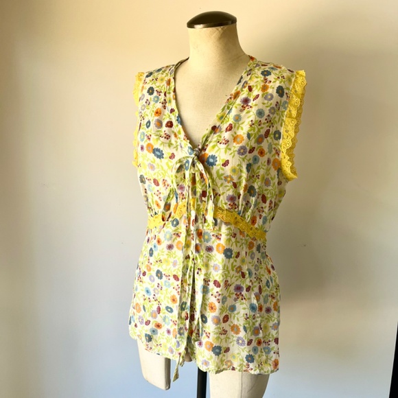 Dolce and Gabbana Blouse Sleeveless Floral Cotton Top Medium Designer - Picture 3 of 9
